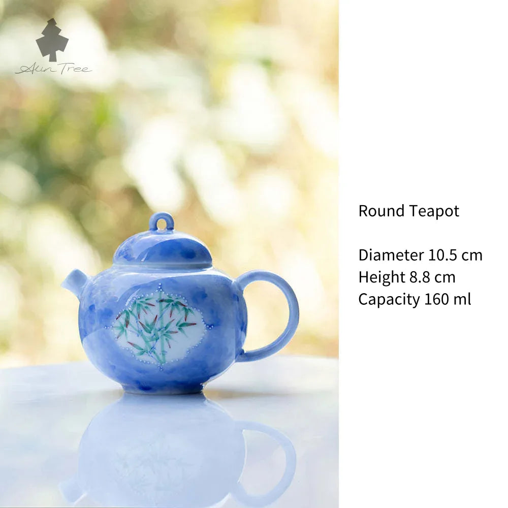 Hand-Painted Bamboo Shadow Tea Set – Azure Blue Collection - AlinTree