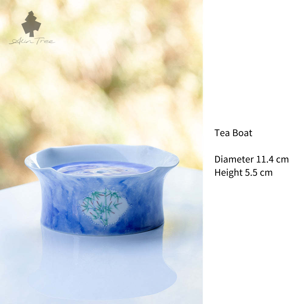 Hand-Painted Bamboo Shadow Tea Set – Azure Blue Collection