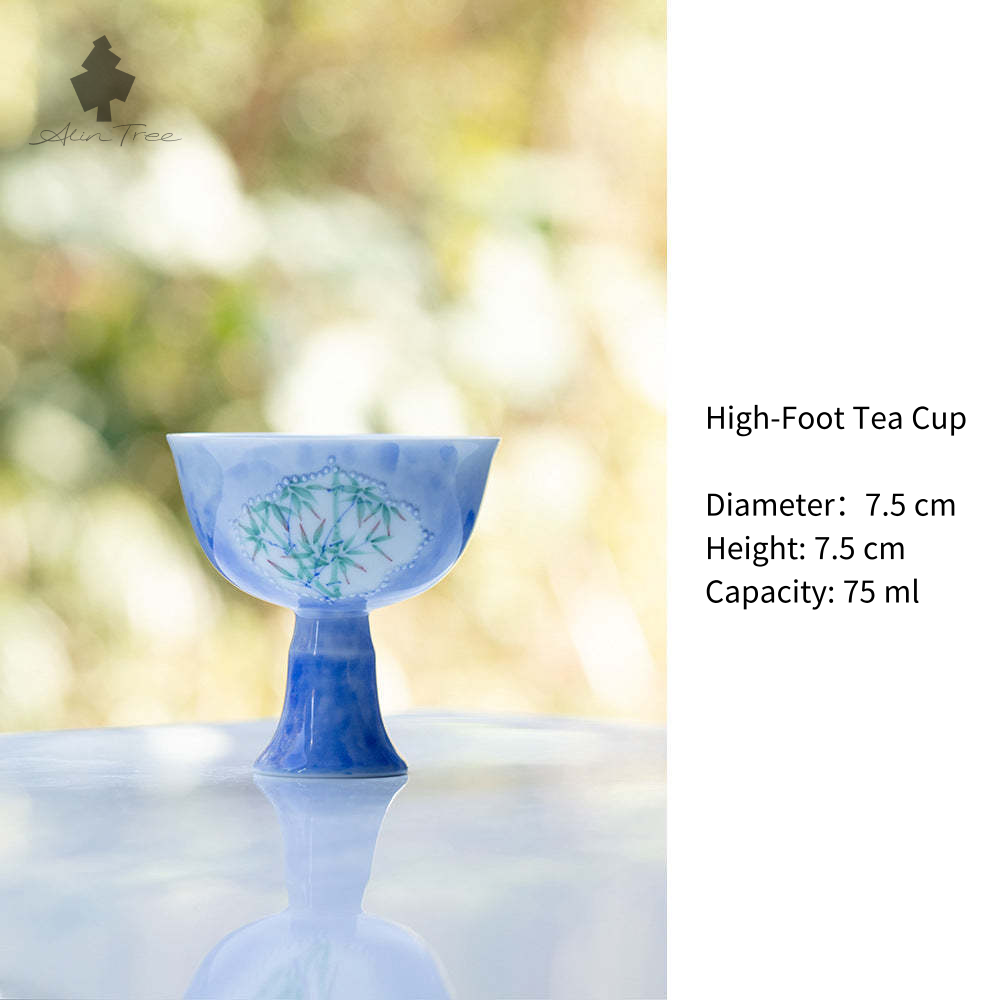 Hand-Painted Bamboo Shadow Tea Set – Azure Blue Collection