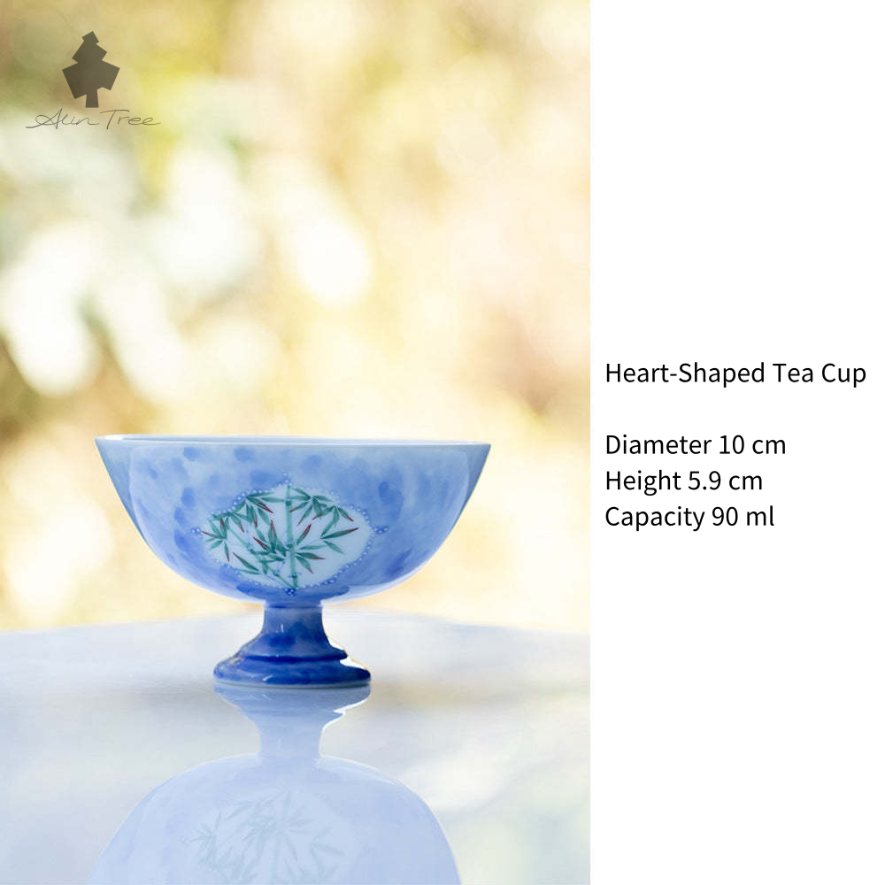 Hand-Painted Bamboo Shadow Tea Set – Azure Blue Collection