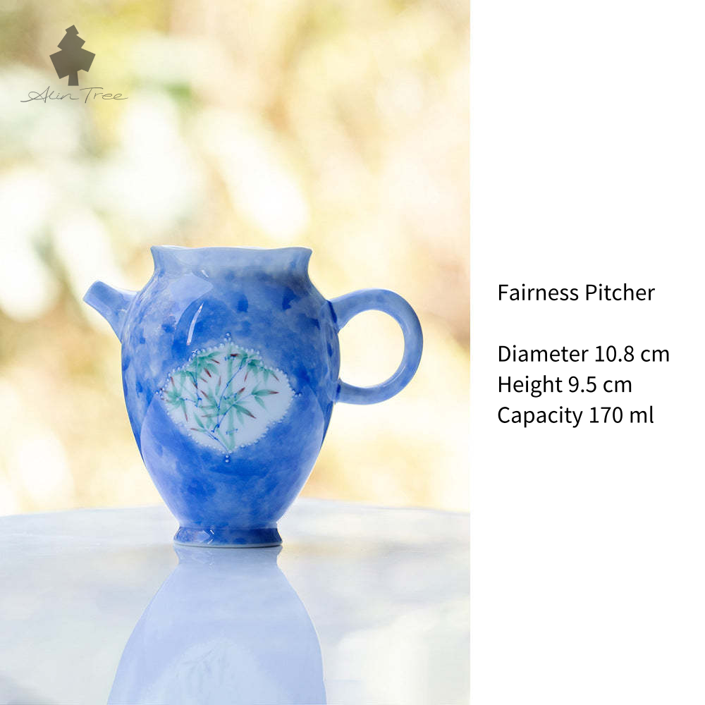 Hand-Painted Bamboo Shadow Tea Set – Azure Blue Collection