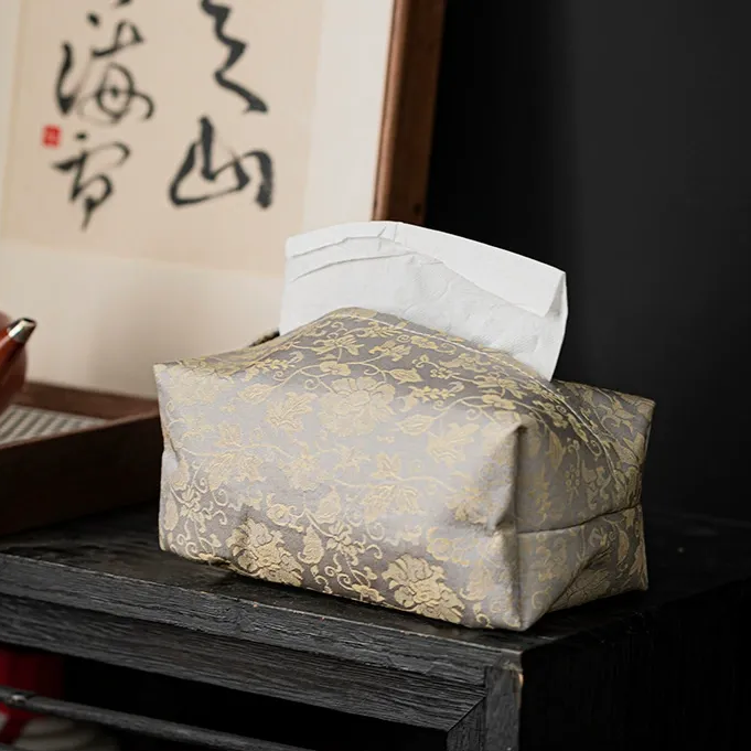 Chinese-Style Tissue Box Cover Fabric Brocade Tissue Dustproof Premium Tissue Box Cover