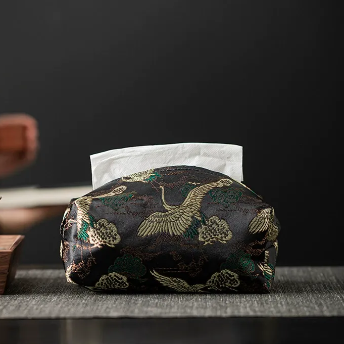 Chinese-Style Tissue Box Cover Fabric Brocade Tissue Dustproof Premium Tissue Box Cover