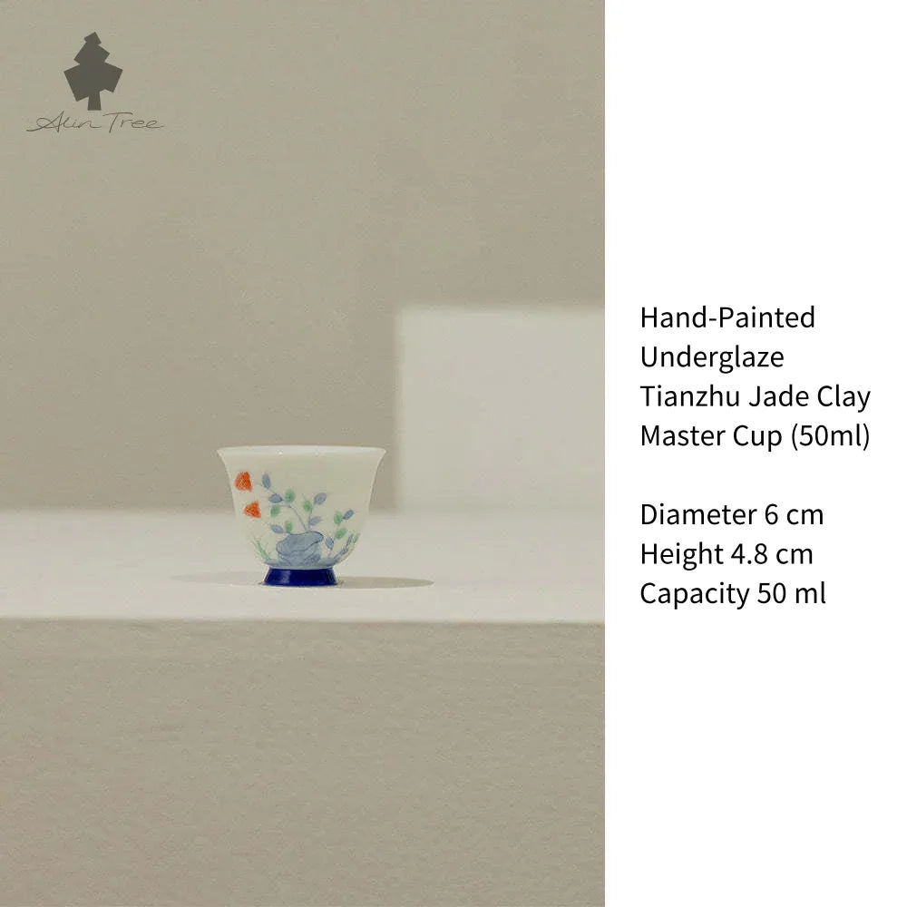 Hand-Painted Underglaze Tianzhu Jade Clay Master Cup (50ml) - AlinTree