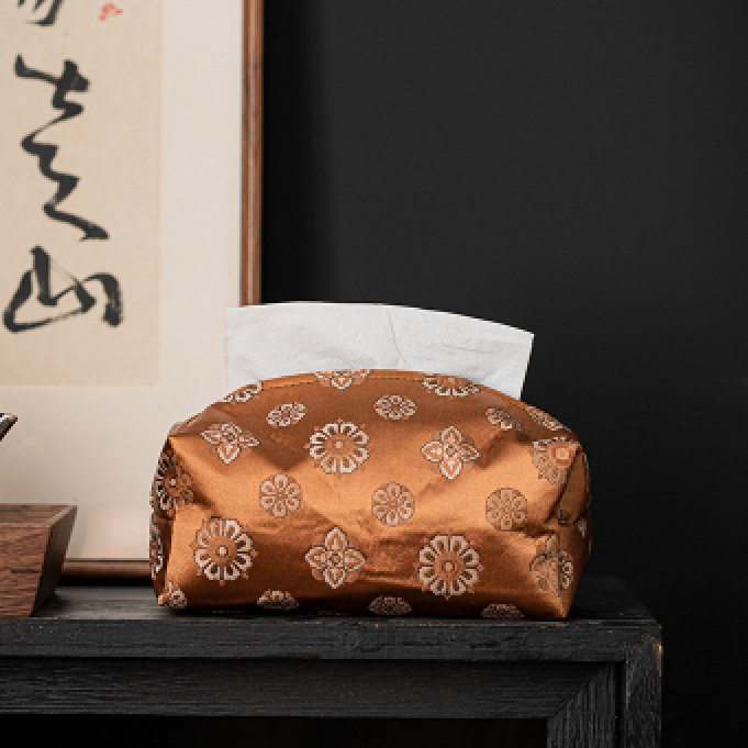 Chinese-Style Tissue Box Cover Fabric Brocade Tissue Dustproof Premium Tissue Box Cover