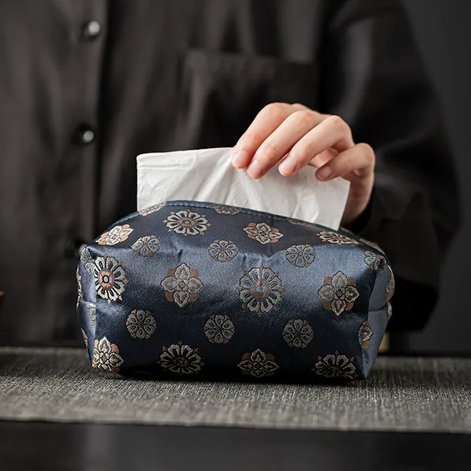 Chinese-Style Tissue Box Cover Fabric Brocade Tissue Dustproof Premium Tissue Box Cover