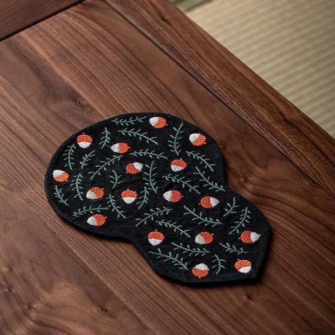 Gourd Teapot Coaster Embroidered Coaster Vintage Teapot Coaster Tray Mat Heat-Resistant Mat Premium Tea Mat