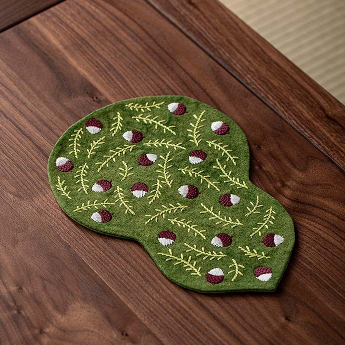 Gourd Teapot Coaster Embroidered Coaster Vintage Teapot Coaster Tray Mat Heat-Resistant Mat Premium Tea Mat