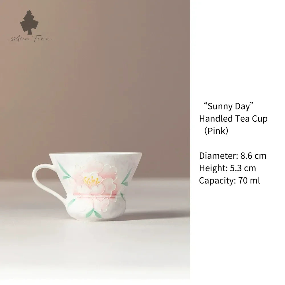 Hand-Painted Peony Collection – Pastel White Glaze (Peony Motif) - AlinTree