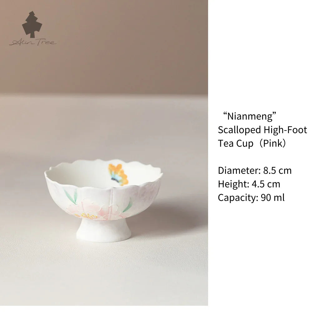 Hand-Painted Peony Collection – Pastel White Glaze (Peony Motif) - AlinTree