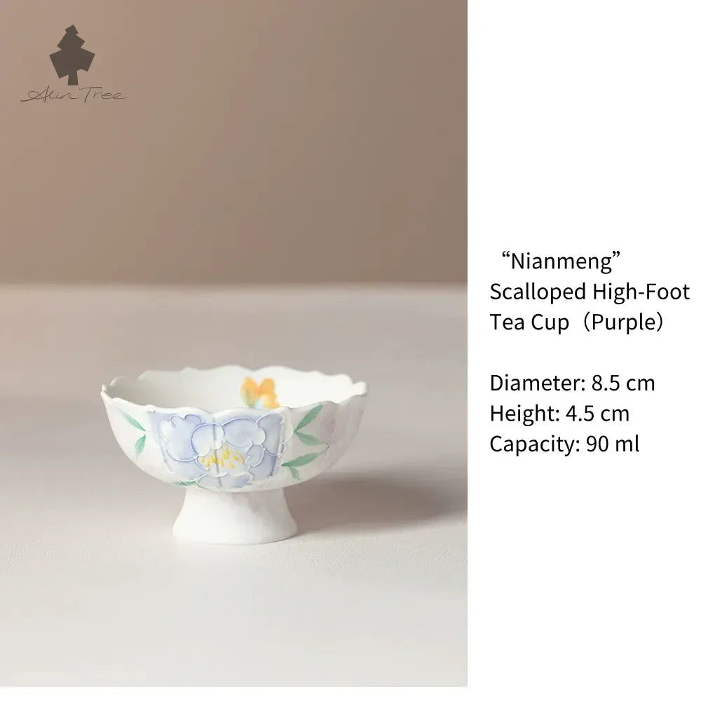 Hand-Painted Peony Collection – Pastel White Glaze (Peony Motif) - AlinTree