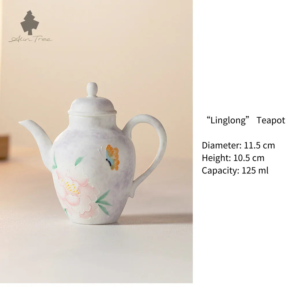 Hand-Painted Peony Collection – Pastel White Glaze (Peony Motif) - AlinTree