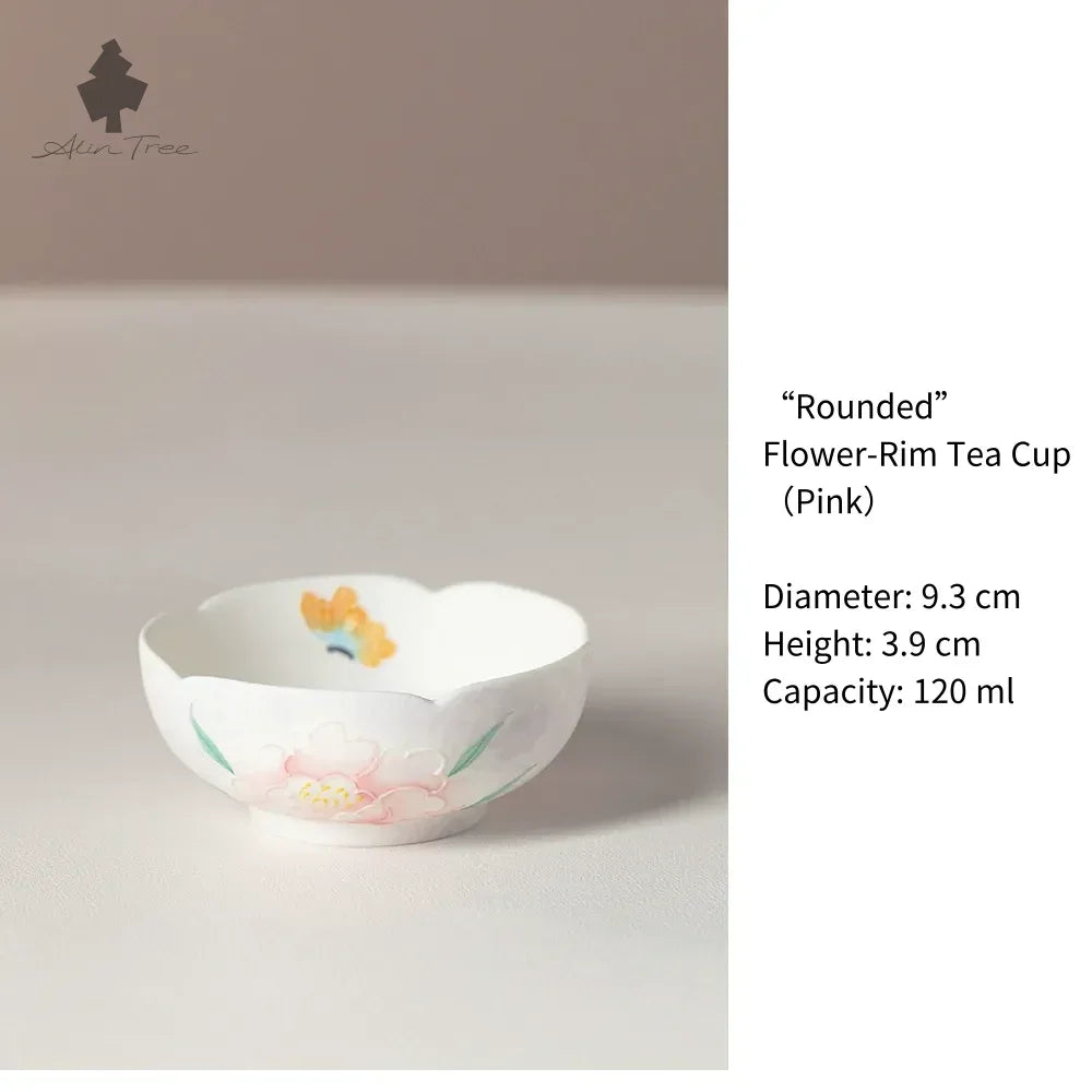 Hand-Painted Peony Collection – Pastel White Glaze (Peony Motif) - AlinTree