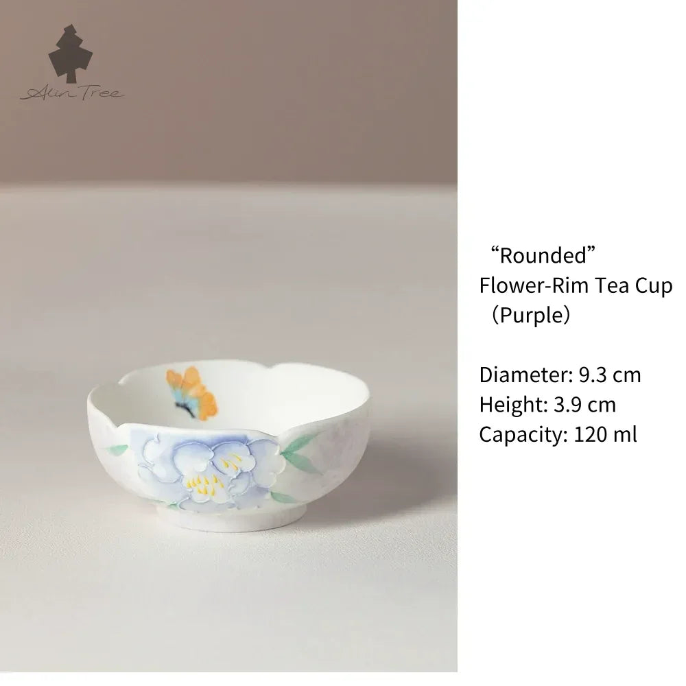 Hand-Painted Peony Collection – Pastel White Glaze (Peony Motif) - AlinTree