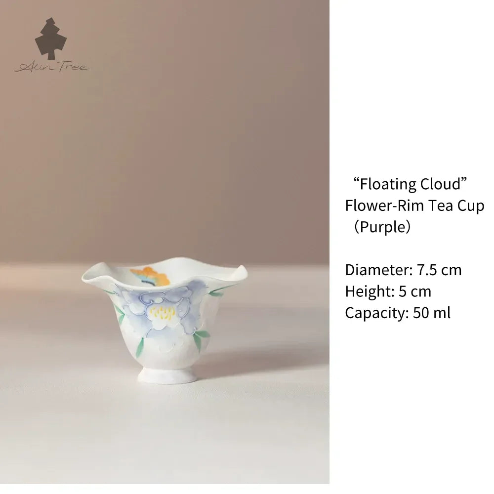 Hand-Painted Peony Collection – Pastel White Glaze (Peony Motif) - AlinTree