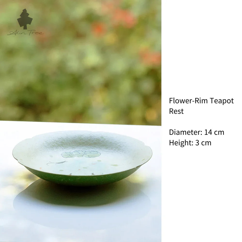 Hand-Painted Lotus &amp; Fish Collection – Celadon Green (Lotus Motif) - AlinTree