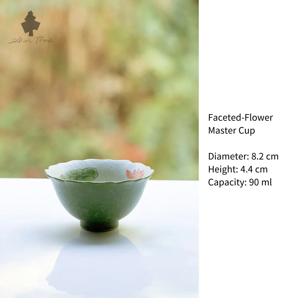 Hand-Painted Lotus &amp; Fish Collection – Celadon Green (Lotus Motif) - AlinTree