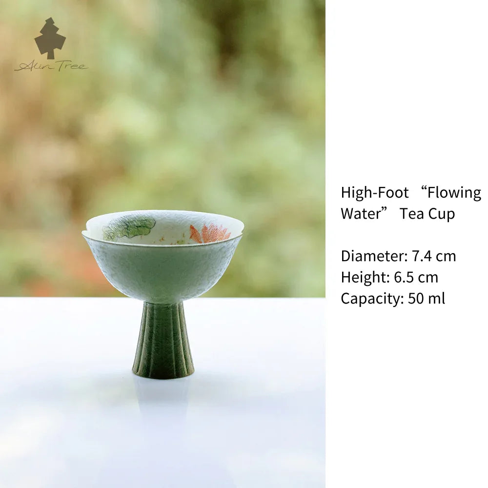 Hand-Painted Lotus &amp; Fish Collection – Celadon Green (Lotus Motif) - AlinTree