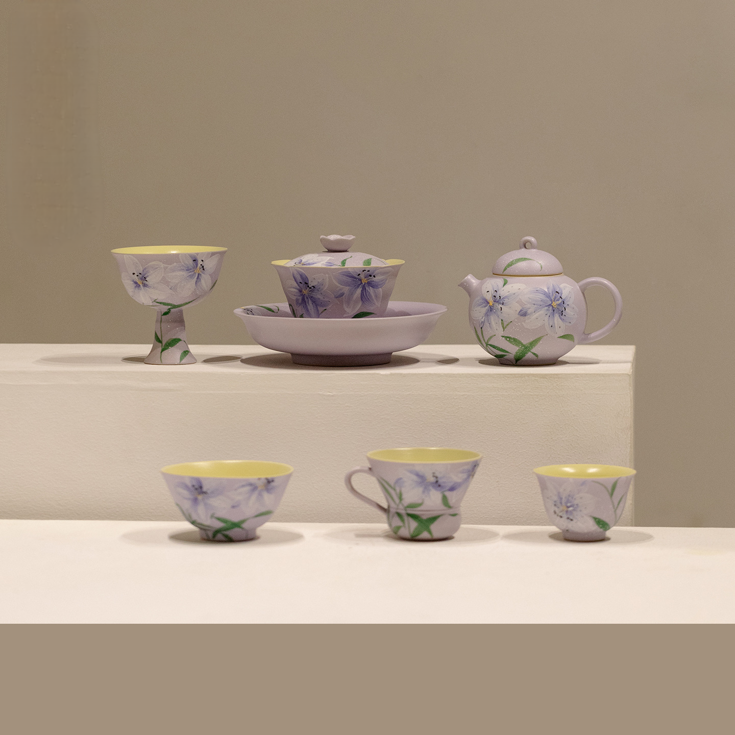 Purple Mist Lily Collection (Hand-Painted, Lavender Glaze)