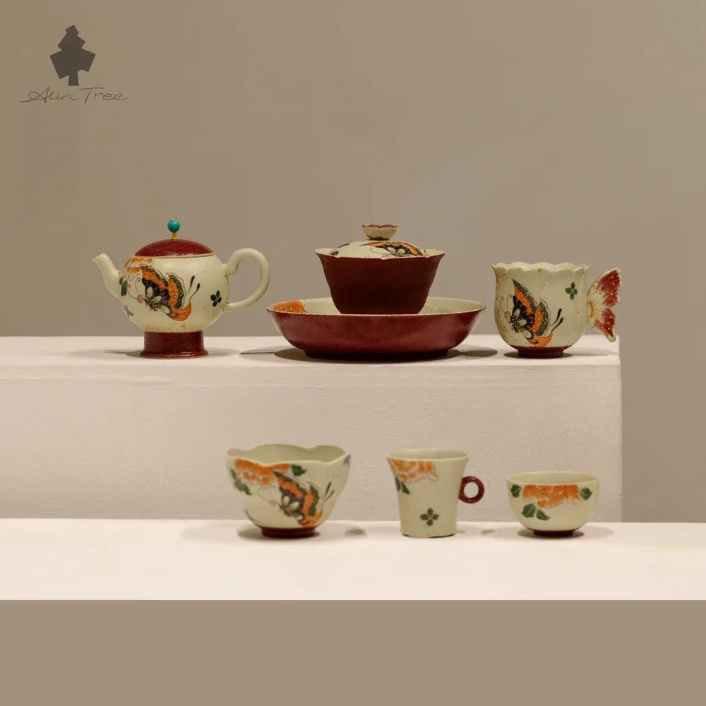 Hand-Painting“Sand Red” Butterflies-in-Bloom Collection - AlinTree