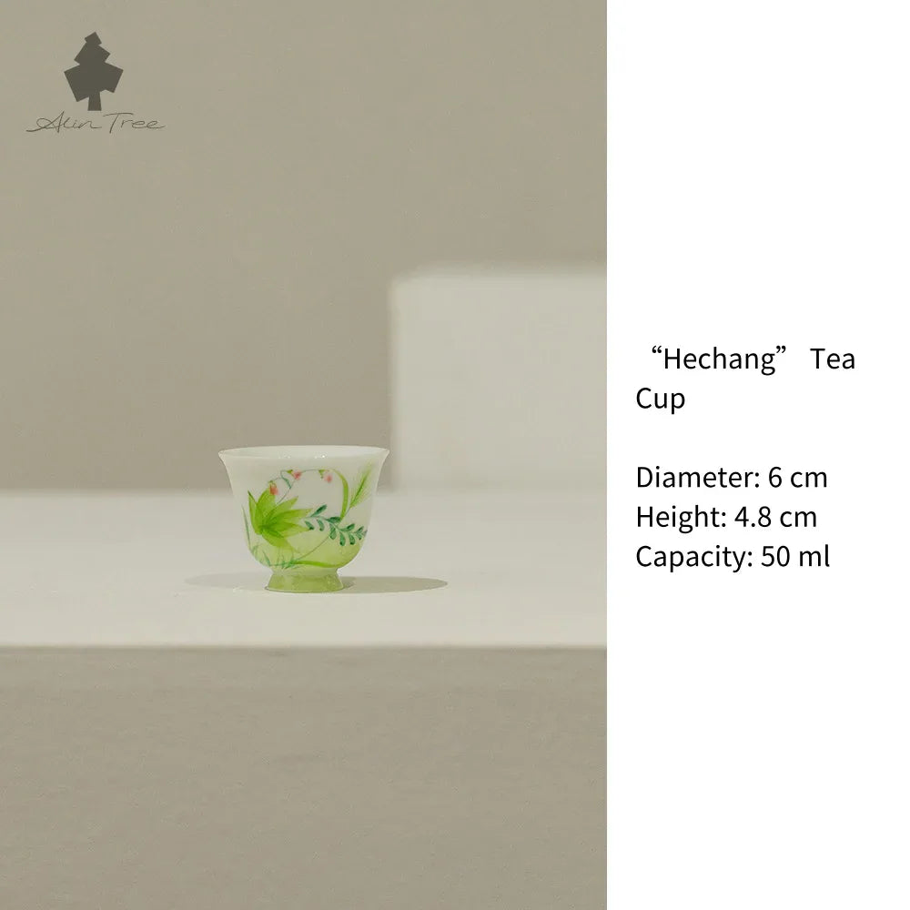 Hand-Painted Underglaze “Spring” White Porcelain “Hechang” Tea Cup - AlinTree