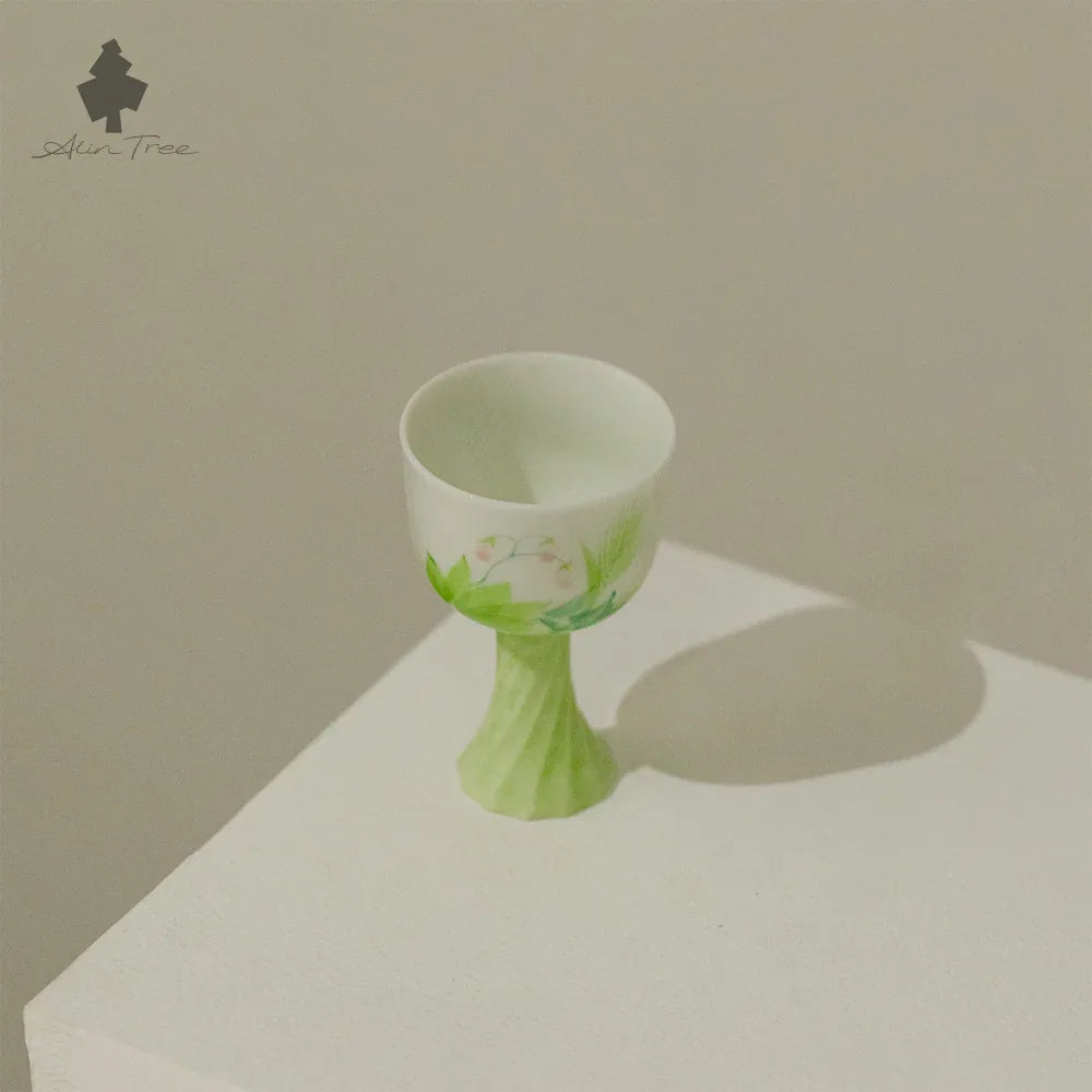 Hand-Painted Underglaze “Spring” White Porcelain “Lan Yue” Tea Cup - AlinTree