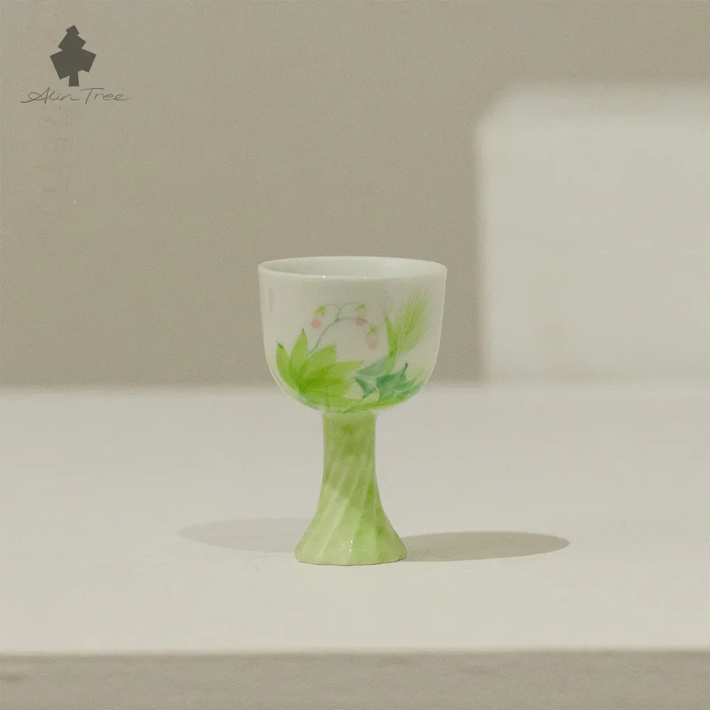 Hand-Painted Underglaze “Spring” White Porcelain “Lan Yue” Tea Cup - AlinTree