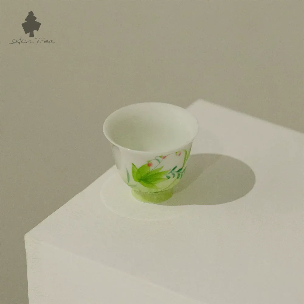 Hand-Painted Underglaze “Spring” White Porcelain “Hechang” Tea Cup - AlinTree