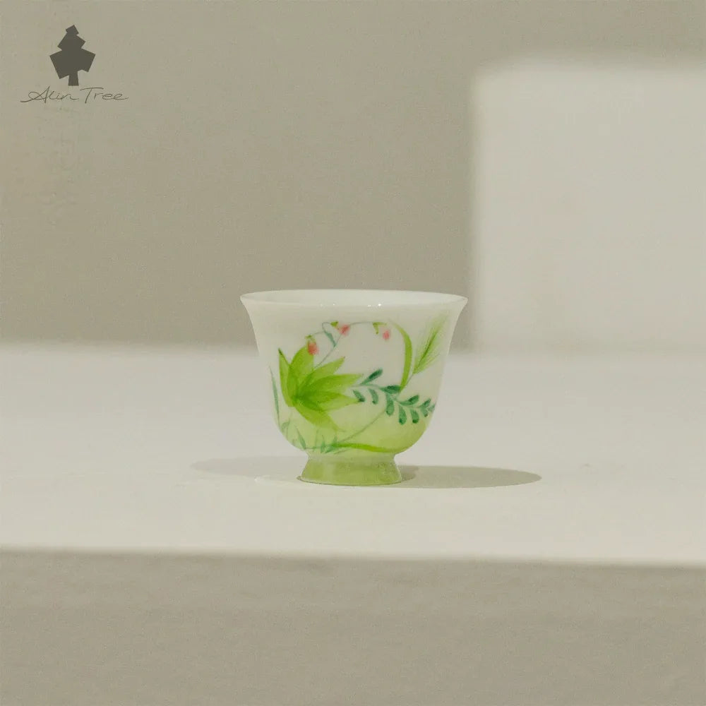 Hand-Painted Underglaze “Spring” White Porcelain “Hechang” Tea Cup - AlinTree