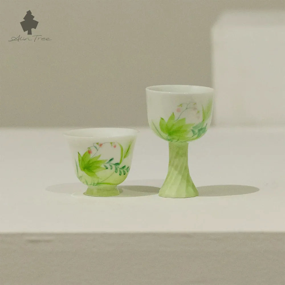 Hand-Painted Underglaze “Spring” White Porcelain “Lan Yue” Tea Cup - AlinTree