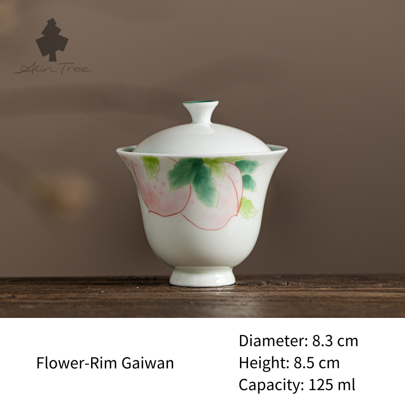 Peach Blush Collection – Hand-Painted Peach Motif (Gaiwan)