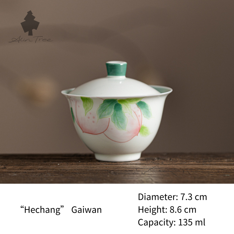 Peach Blush Collection – Hand-Painted Peach Motif (Gaiwan)