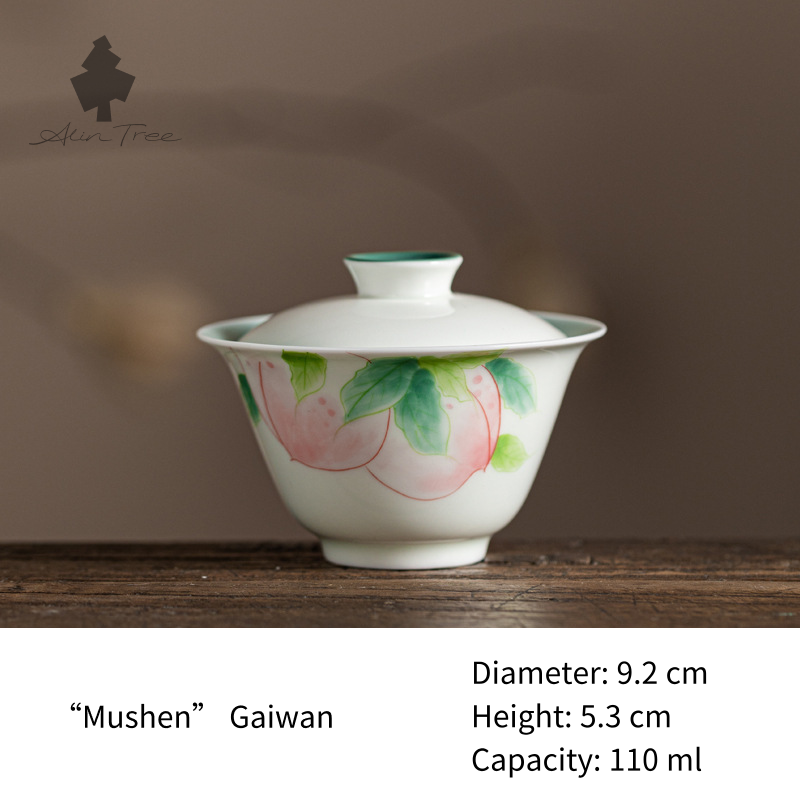 Peach Blush Collection – Hand-Painted Peach Motif (Gaiwan)