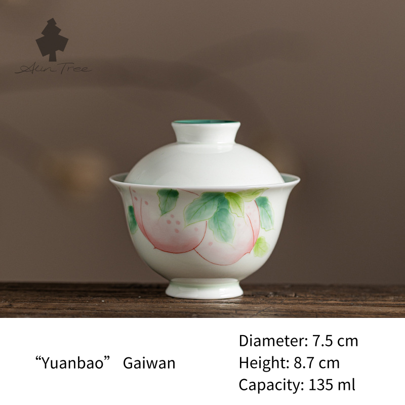 Peach Blush Collection – Hand-Painted Peach Motif (Gaiwan)
