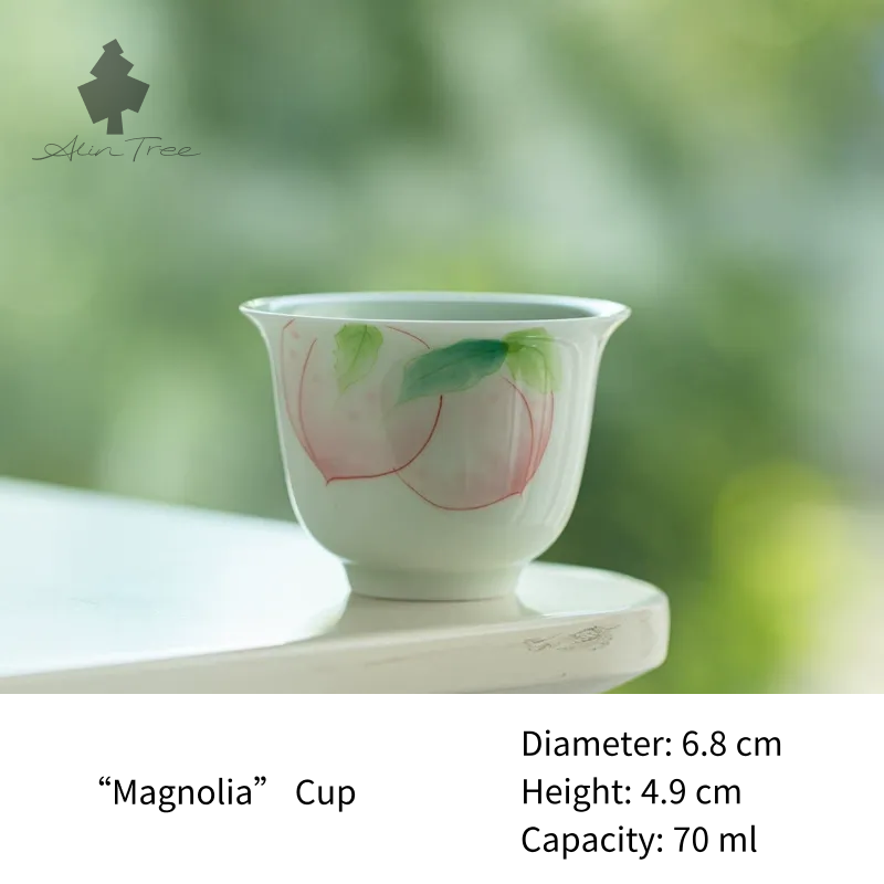 Peach Blush Collection – Hand-Painted Peach Motif (Tea Cup)