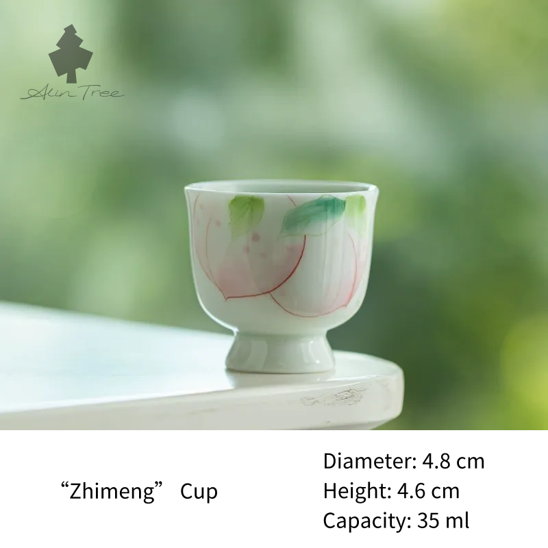 Peach Blush Collection – Hand-Painted Peach Motif (Tea Cup)