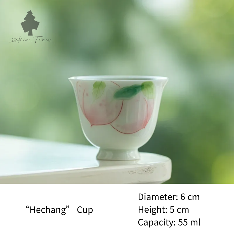 Peach Blush Collection – Hand-Painted Peach Motif (Tea Cup)