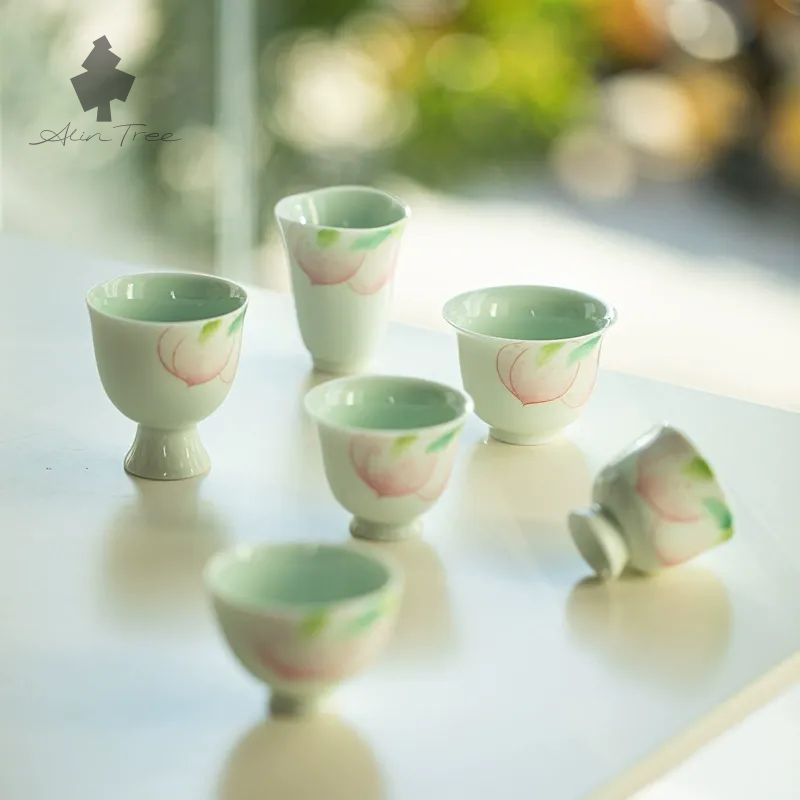 Peach Blush Collection – Hand-Painted Peach Motif (Tea Cup)