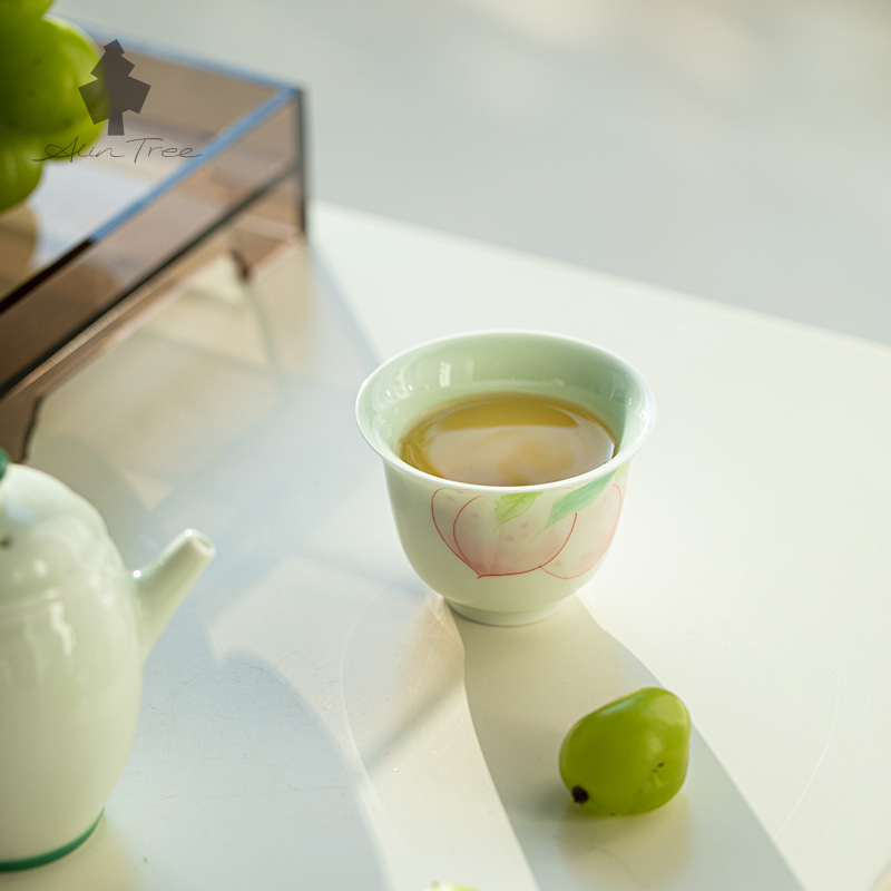 Peach Blush Collection – Hand-Painted Peach Motif (Tea Cup)