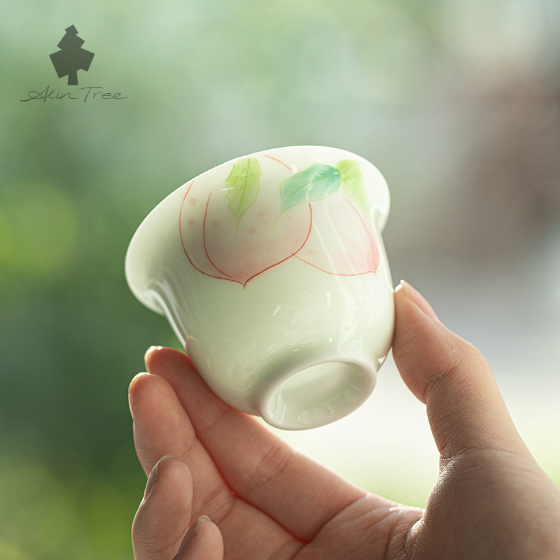 Peach Blush Collection – Hand-Painted Peach Motif (Tea Cup)