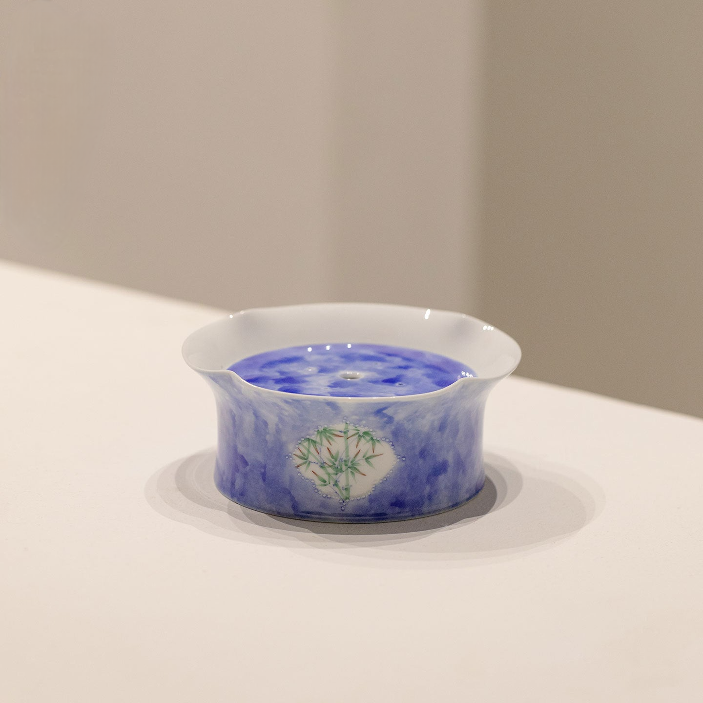 Hand-Painted Green Bamboo Ceramic Teapot Tray (Dry Tea Tray)