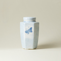 Hand-Painted Butterfly & Floral Hexagon Mini Travel Ceramic Tea Canister (250ml)
