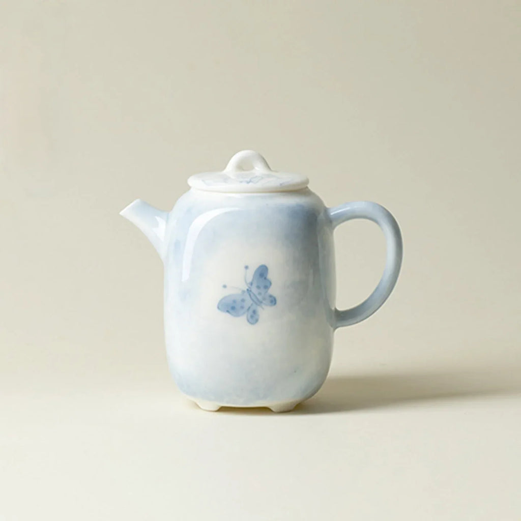 Hand-Painted Butterfly & Flower Square Porcelain Teapot (150ml) - AlinTree