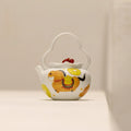 Hand-Painted Fortune Horse Snowflake White Bail-Handle Ceramic Teapot (160ml) - AlinTree
