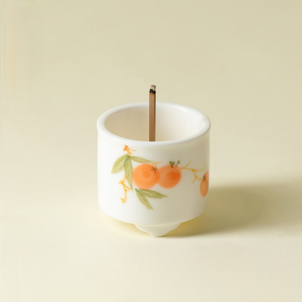 Hand-Painted Persimmon Ceramic Stick Incense Burner (70 ml)