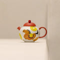 Hand-Painted Fortune Horse Snowflake White Ceramic Teapot (160ml) - AlinTree