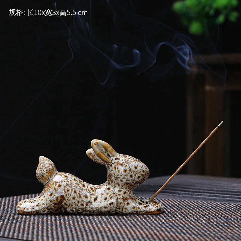 Kiln-Glazed Rabbit Incense Burner - AlinTree