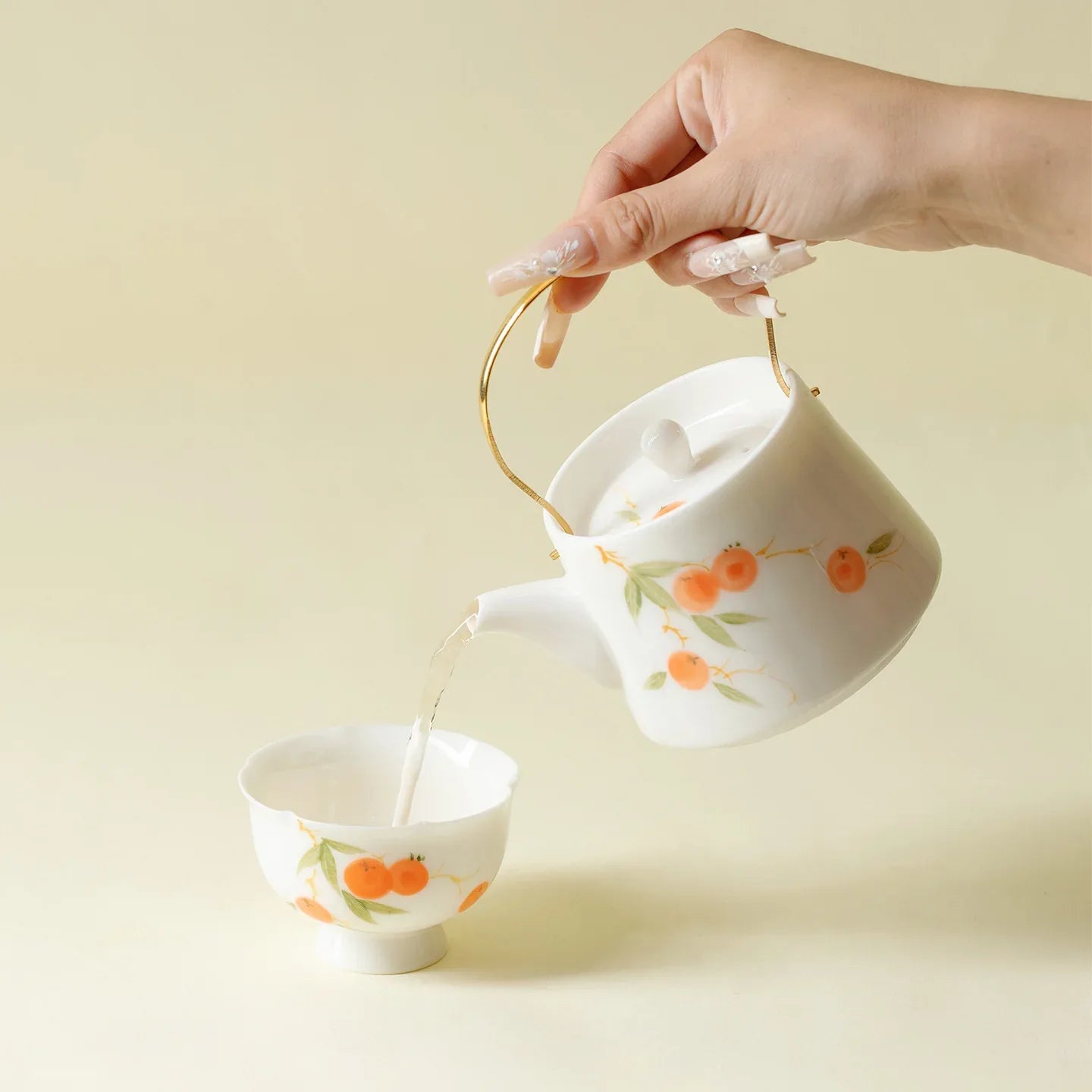 Persimmon Wish Carrying-Handle Teapot (290ml) - AlinTree