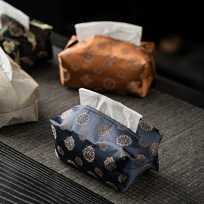 Chinese-Style Tissue Box Cover Fabric Brocade Tissue Dustproof Premium Tissue Box Cover
