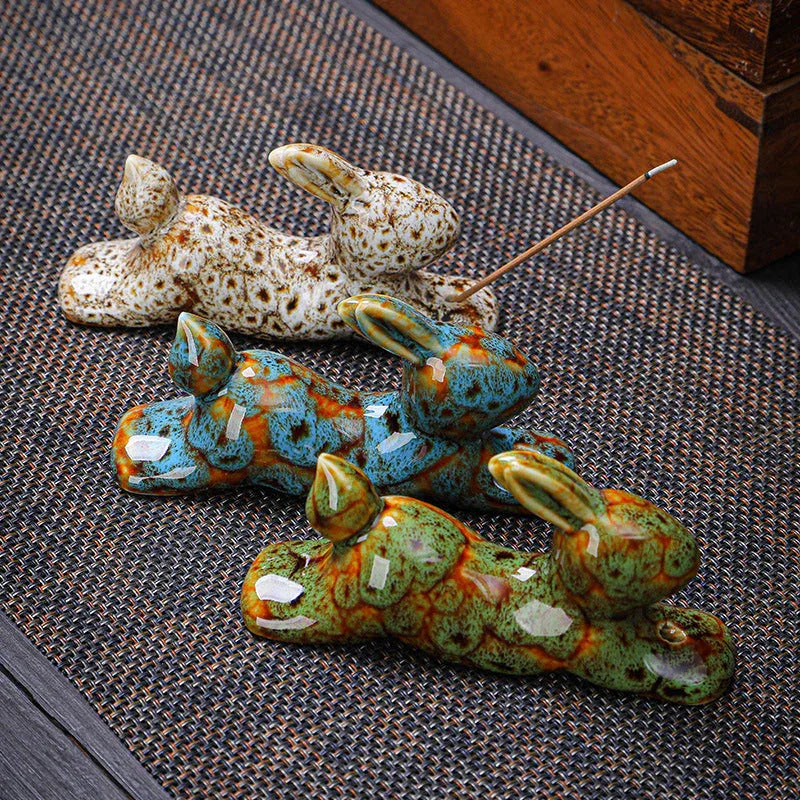 Kiln-Glazed Rabbit Incense Burner - AlinTree